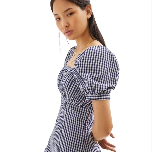 𝅺ANTHROPOLOGIE Gathered Puff Sleeve Mini Dress Medium - Picture 1 of 3